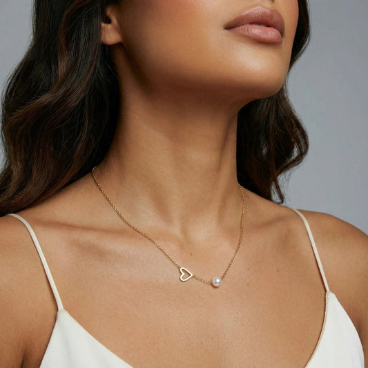 Pearl Heart Embrace Necklace  