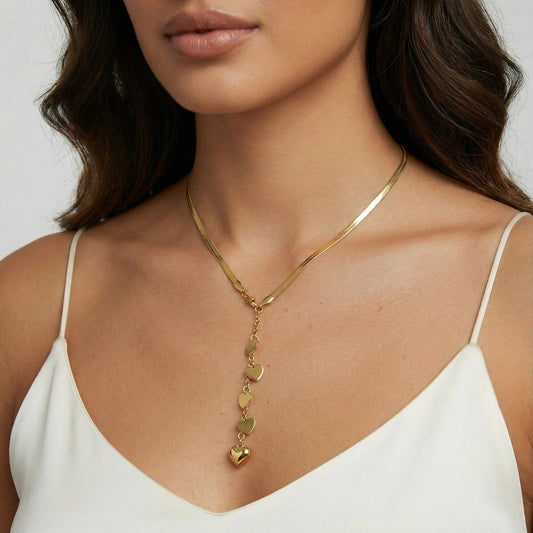 Golden Hearts Cascade Necklace  