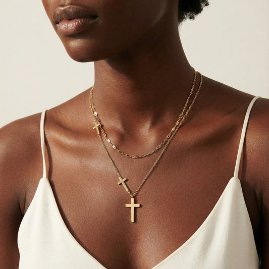 Divine Layers Cross Necklace Set  