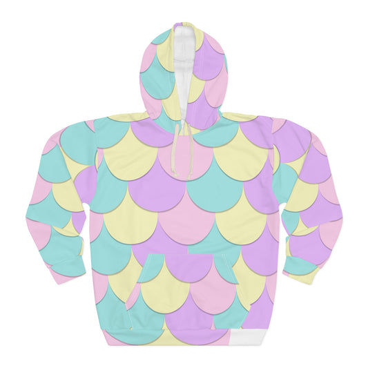 Pastel Mermaid Scale Hoodie – Cute Seashell Pattern Pullover  