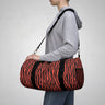 Red Tiger Stripe Duffel Bag — Bold Animal Print Travel Gym Bag  
