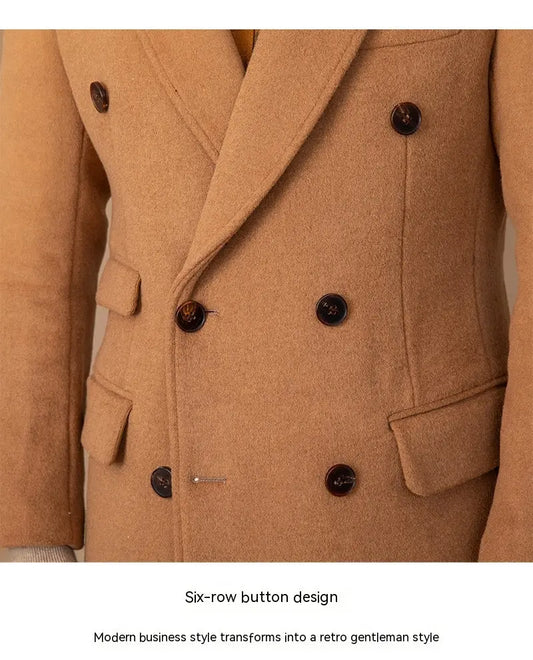 50 Wool Extra Thick Mid-length Closure Collar Double-row Thermal Jacket  