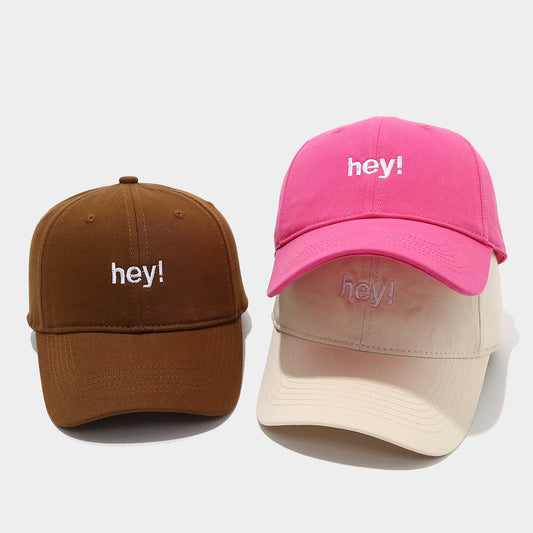 Creative Letters Hey Embroidery Soft Top Peak Cap  
