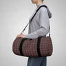 Brown Geometric Pattern Duffel Bag —Travel Gym Weekend Bag  