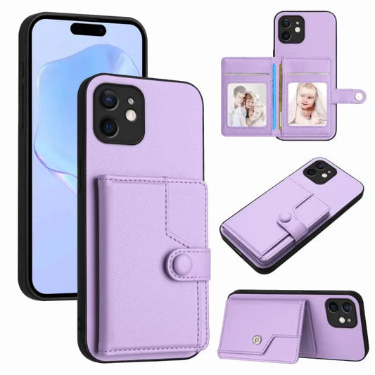Button Card Bag RFID Anti-theft Phone Case, For iPhone 13 mini, For iPhone 12, For iPhone 12 Pro Max, For iPhone 12 Pro  