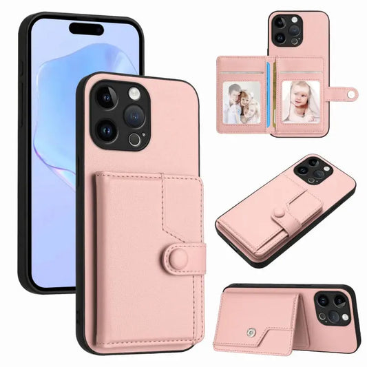 Button Card Bag RFID Anti-theft Phone Case, For iPhone 15 Pro Max, For iPhone 15 Pro, For iPhone 15 Plus, For iPhone 15  