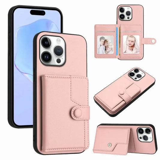 Button Card Bag RFID Anti-theft Phone Case, For iPhone 16 Pro Max, For iPhone 16 Pro, For iPhone 16 Plus, For iPhone 16  