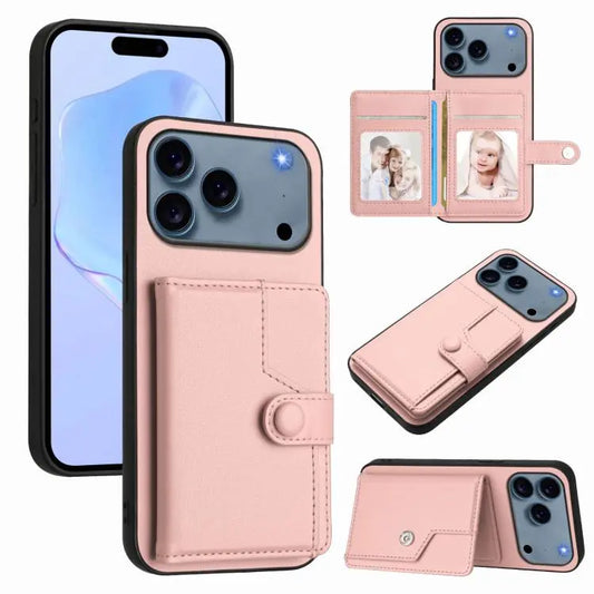 Button Card Bag RFID Anti-theft Phone Case, For iPhone 17 Pro Max, For iPhone 17 Pro, For iPhone 17, For iPhone Air  
