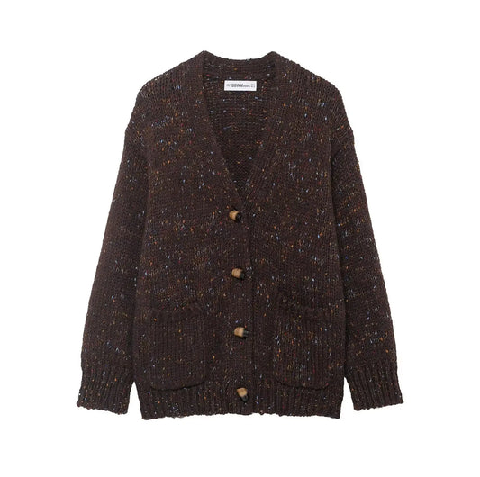 Casual and lazy style pleated knitted loose jacket  