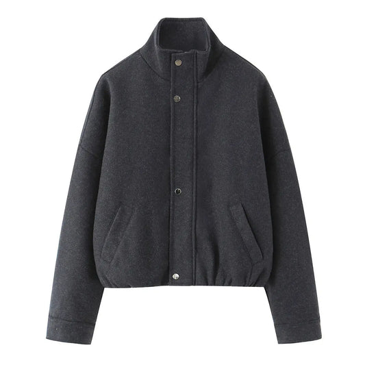 Casual versatile style stand up collar flight jacket top coat  