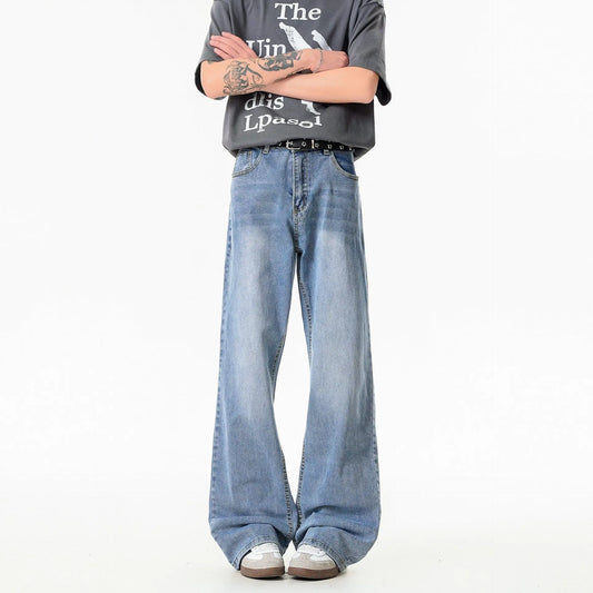Cleanfit Washed Blue Jeans Men Lightweight Clean Style Casual Pants  