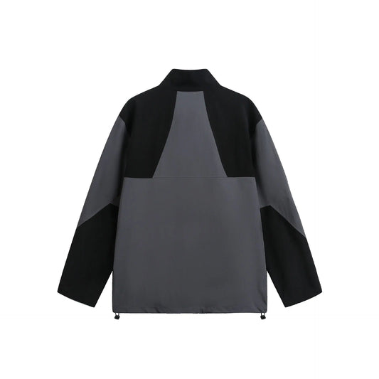 Color-Block Sun Protection Jacket  Casual Loose Stand-Up Collar Sporty Outerwear  