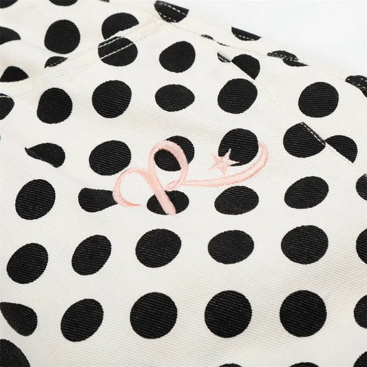 Color blocked polka dot loose straight shorts  