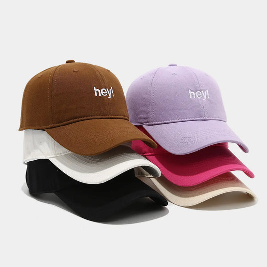 Creative Letters Hey Embroidery Soft Top Peak Cap  