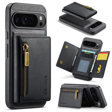 DG.MING M5 Series Zip RFID Multi Card Detachable Leather Phone Case, For Google Pixel 10 Pro XL, For Google Pixel 10 / Pixel 10 Pro, For Google Pixel 9 Pro XL, For Google Pixel 9 / 9 Pro  