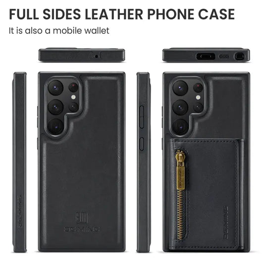 DG.MING M5 Series Zip RFID Multi Card Detachable Leather Phone Case, For Samsung Galaxy S22 Ultra, For Samsung Galaxy S22+, For Samsung Galaxy S22, For Samsung Galaxy S21 Ultra  