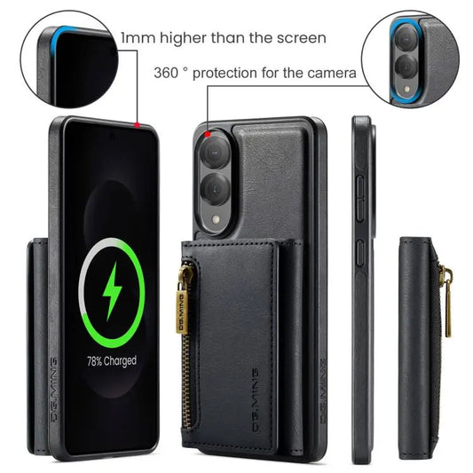 DG.MING M5 Series Zip RFID Multi Card Detachable Leather Phone Case, For Samsung Galaxy S25 Edge 5G, For Galaxy S25 5G, For Galaxy S25+ 5G, For Samsung Galaxy S25 Ultra 5G  