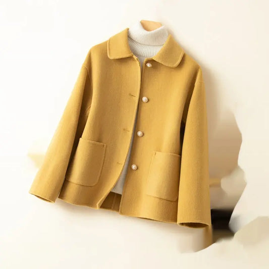 Double-sided Cashmere Short Doll Collar Classic Style Woolen Coat  