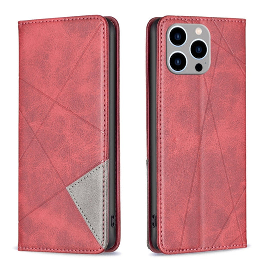 Rhombus Texture Magnetic Leather Phone Case, For iPhone 15 Pro Max, For iPhone 15 Pro, For iPhone 15 Plus, For iPhone 15  