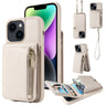 Crossbody Lanyard Zipper Wallet Leather Phone Case, For iPhone 14 Plus, For iPhone 14, For iPhone 14 Pro, For iPhone 14 Pro Max  