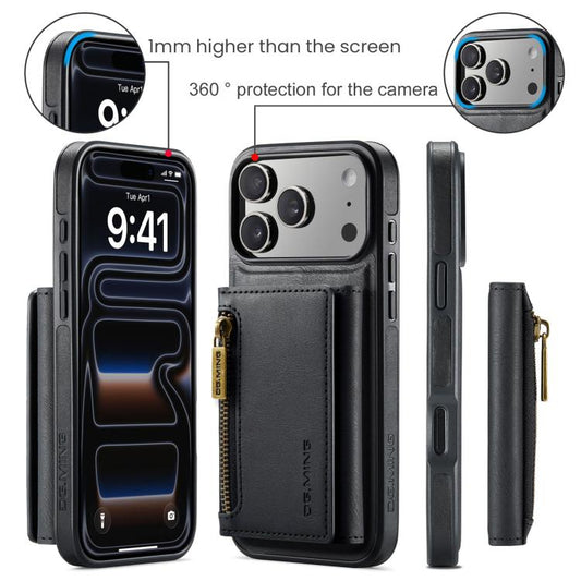 DG.MING M5 Series Zip RFID Multi Card Detachable Leather Phone Case, For iPhone 17e / 16e, For iPhone 17 Pro Max, For iPhone 17 Pro, For iPhone 17  