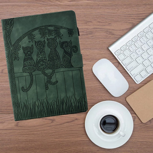 Cats Embossed Leather Smart Tablet Case, For Samsung Galaxy Tab S5e / T720, For Samsung Galaxy Tab A 10.5 T590, For Samsung Galaxy Tab A 10.1 2016 T580  