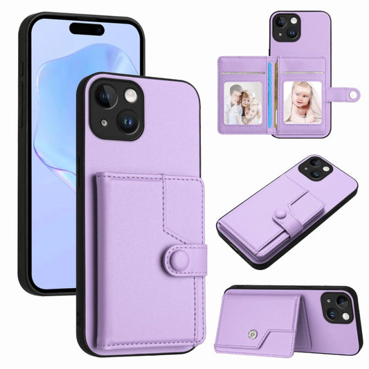 Button Card Bag RFID Anti-theft Phone Case, For iPhone 14 Plus, For iPhone 14, For iPhone 14 Pro, For iPhone 14 Pro Max  