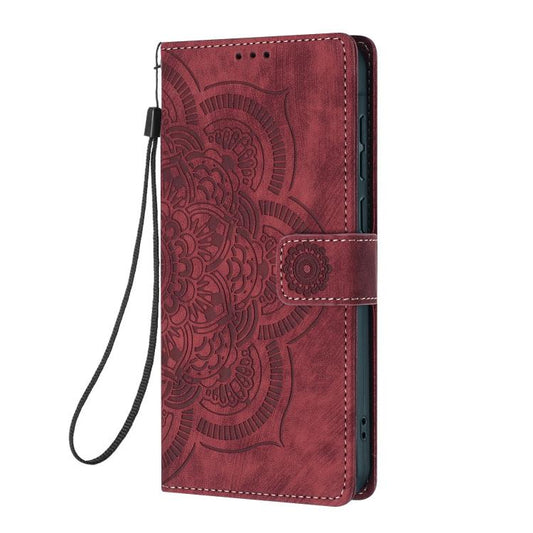 Mandala Embossed Retro Frosted Leather Phone Case, For iPhone 16, For iPhone 15 Pro Max, For iPhone 15 Pro, For iPhone 15 Plus  