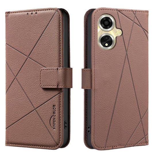 Geometric Pattern RFID Leather Phone Case, For OPPO A59 5G  