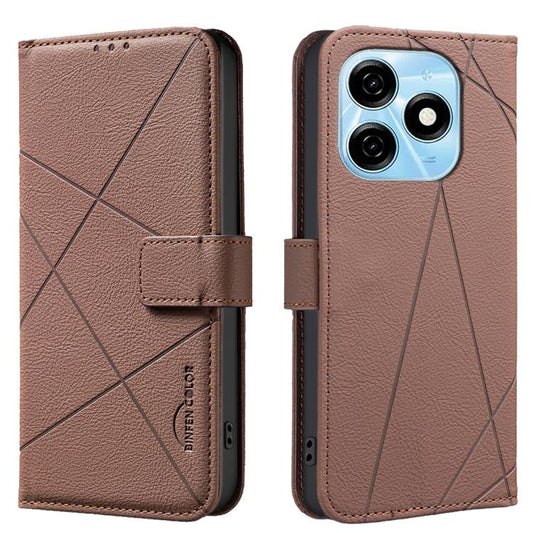 Geometric Pattern RFID Leather Phone Case, For Tecno Spark 20  