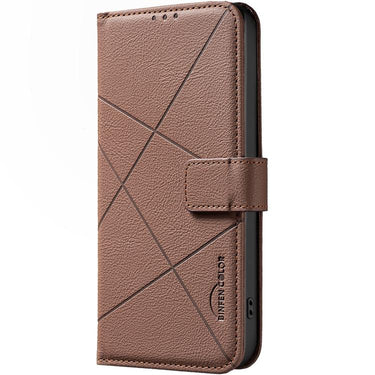 Geometric Pattern RFID Leather Phone Case, For iPhone 16e, For iPhone 16 Pro Max, For iPhone 16 Pro, For iPhone 16 Plus  