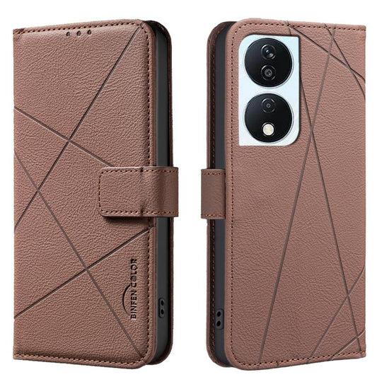 Geometric Pattern RFID Leather Phone Case, For Honor X7B, For Honor X7A  