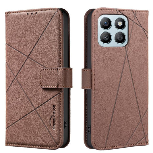 Geometric Pattern RFID Leather Phone Case, For Honor X7B, For Honor X7A  