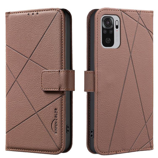 Geometric Pattern RFID Leather Phone Case, For Redmi Note 10 Pro Max / Note 10 Pro  
