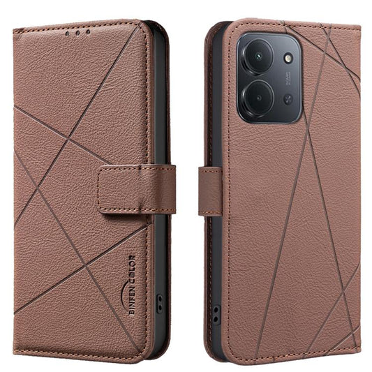 Geometric Pattern RFID Leather Phone Case, For Redmi Turbo 4, For Redmi 14C, For Redmi Note 14 5G, For Redmi Note 14 Pro 4G  