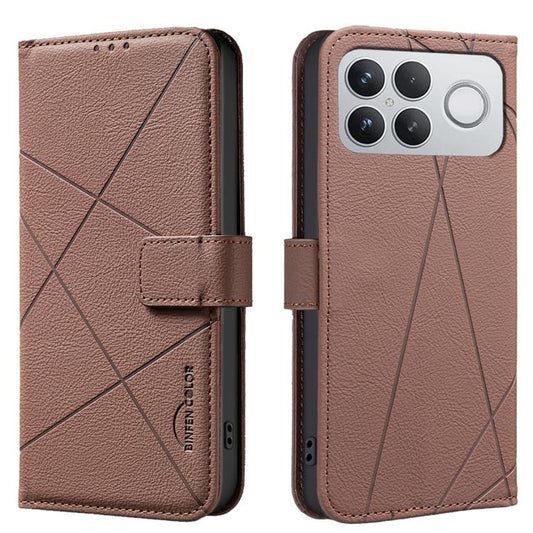 Geometric Pattern RFID Leather Phone Case, For Redmi Tubo 5 / Poco X8 Pro 5G, For Redmi Note 15 5G Global 164mm, For Redmi K90 Pro Max/Poco F8 Ultra, For Redmi Note 15 Pro 4G Global 163.2mm  