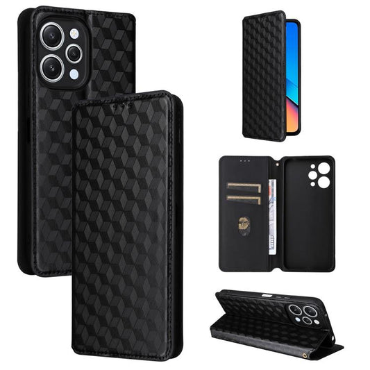 Cubic Grid Texture Flip Leather Phone Case, For Redmi A1+, For Redmi A1 2022, For Redmi Note 10 JE, For Redmi Note 10T 5G  