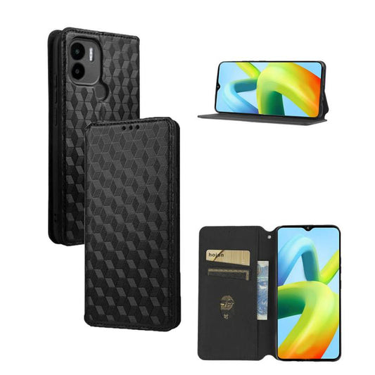 Cubic Grid Texture Flip Leather Phone Case, For Redmi A1+, For Redmi A1 2022, For Redmi Note 10 JE, For Redmi Note 10T 5G  