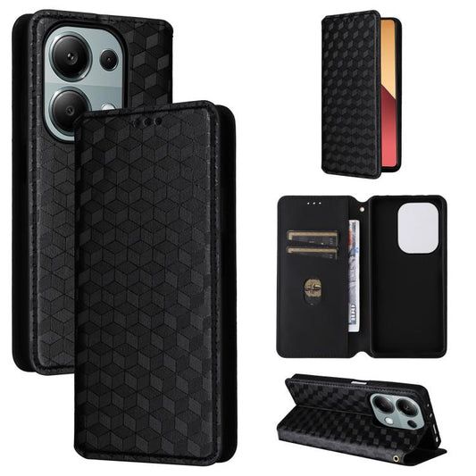 Cubic Grid Texture Flip Leather Phone Case, For Redmi K70E / Xiaomi Poco X6 Pro, For Redmi Note 13R Pro 5G, For Redmi Note 13 5G, For Redmi Note 13 Pro+ 5G  