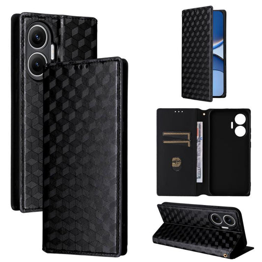 Cubic Grid Texture Flip Leather Phone Case, For Redmi 14C 4G, For Redmi K70 Ultra, For Redmi 13 4G / Note 13R 5G, For Redmi Turbo 3 5G
