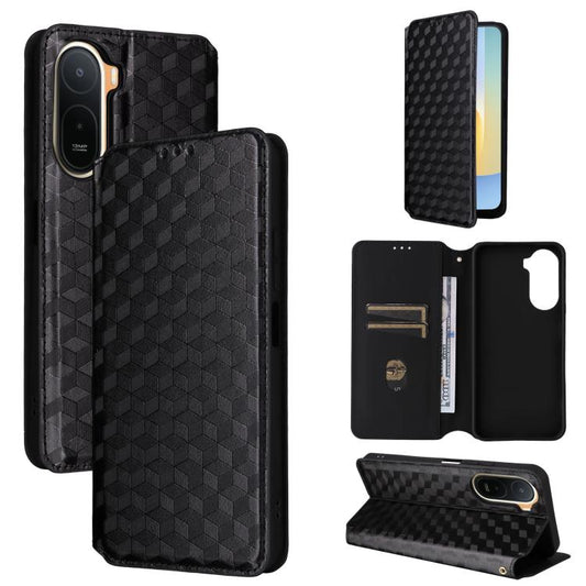 Cubic Grid Texture Flip Leather Phone Case, For Redmi K90 Pro Max 5G / Poco F8 Ultra, For Redmi Note 15 Pro 4G Global 165.8mm, For Redmi K90 5G / Poco F8 Pro, For Redmi Note 15 Pro+ 5G Global 163.3mm  