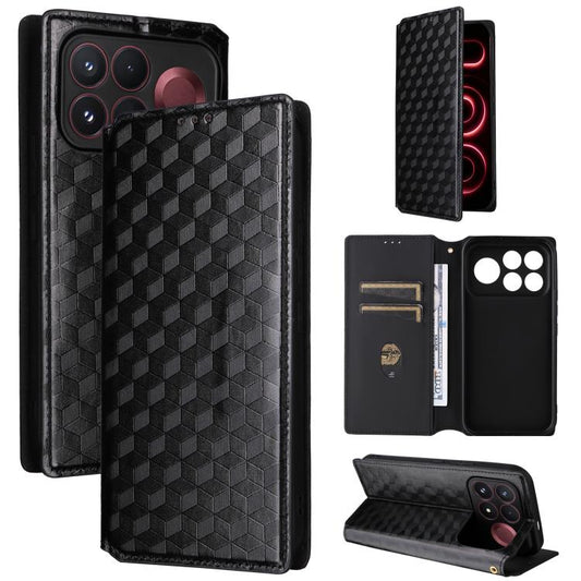 Cubic Grid Texture Flip Leather Phone Case, For Redmi Note 15 Pro 5G Global 163.6mm, For Redmi Note 15 5G Global 164mm, For Redmi 15 5G Global / 15 4G SEA 169mm, For Redmi 15 5G / 4G EU 171mm  