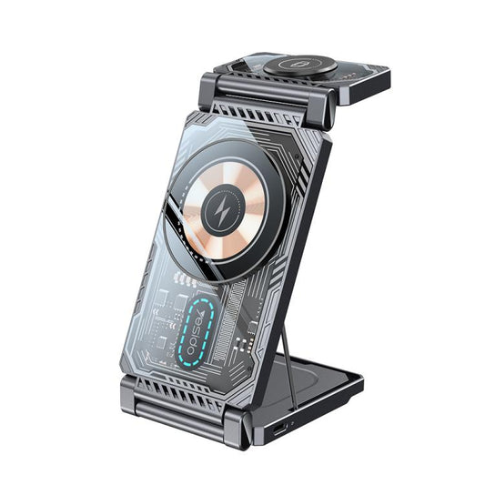 Yesido DS25 3-in-1 Foldable Magnetic Wireless Charging Station, DS25  