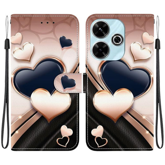 Crystal Texture Colored Drawing Leather Phone Case, For Redmi 13 4G / Poco M6 4G, For Redmi Turbo 3 / Xiaomi Poco F6  