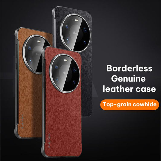 SULADA Frameless Top Layer Cowhide Leather PC Phone Case, For Huawei Pura 80 5G  