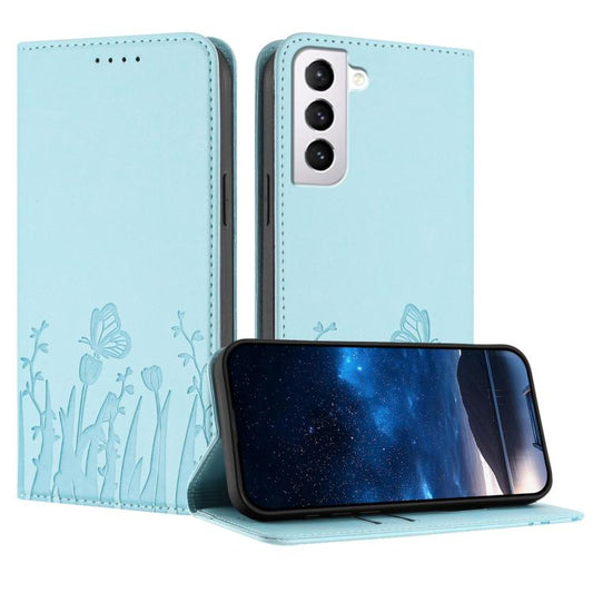 Tulips Butterfly Pattern Magnetic Vegan Leather Phone Case, For Samsung Galaxy S21 5G, For Samsung Galaxy S21+ 5G  