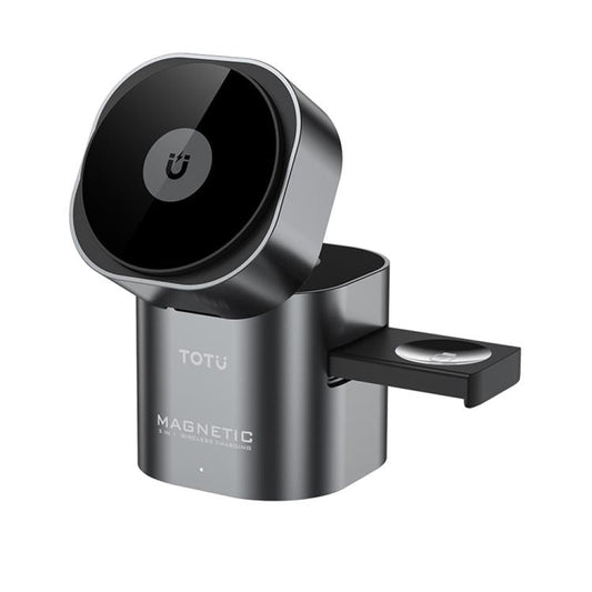 TOTU CW-10-W Wireless Charging Station 3 in 1 Rotating Magnetic Charger Dock for Phone Earbuds Watch, CW-10-W  