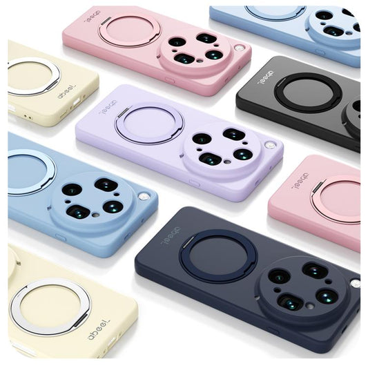 ABEEL Skin-friendly Feel Magnetic Liquid Silicone Phone Case with Holder, For OPPO Find X9 Ultra 5G, For OPPO Reno15 F 5G Global, For OPPO Reno15 Pro Max 5G Global, For OPPO Reno15 Pro 5G Global  