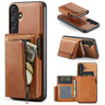 Fierre Shann Oil Wax Vegan Leather Magnetic Card Holder Back Phone Case, For Galaxy S26+ 5G, For Galaxy S26 Ultra 5G, For Galaxy S26 5G, For Galaxy S25 FE 5G  
