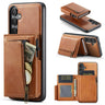 Fierre Shann Oil Wax Vegan Leather Magnetic Card Holder Back Phone Case, For Galaxy S23 FE 5G, For Galaxy S23 Ultra 5G, For Galaxy S23+ 5G, For Galaxy S23 5G  